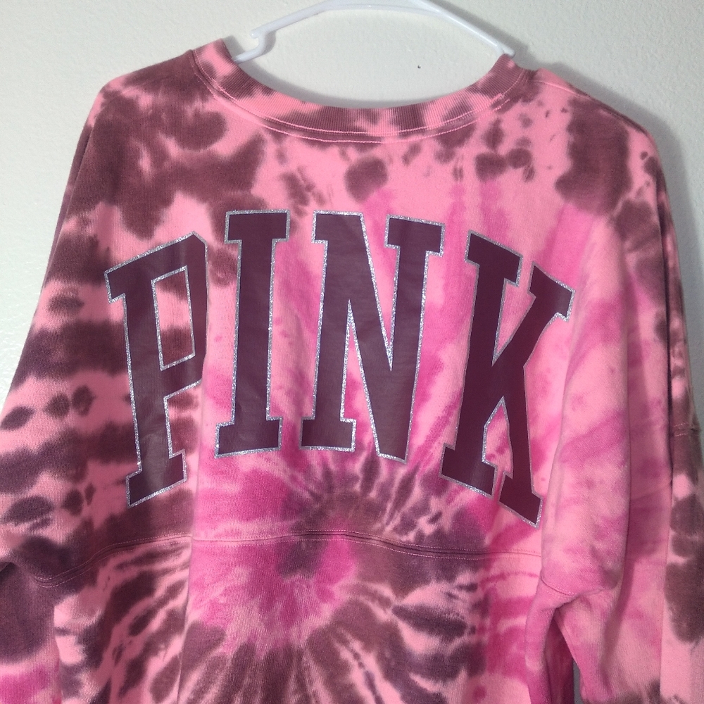 VICTORIA SECRET PINK Shine Tie-Dye Crew Neck Sweatshirt- Size M - Picture 7 of 14